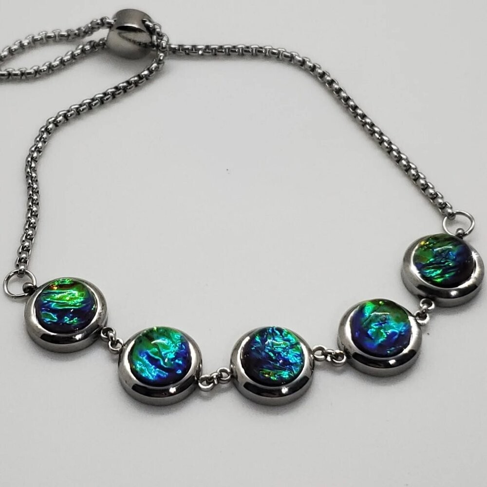 Flash Dark Green Opal Bolo Bracelet Adjustable - Picture 2 of 4